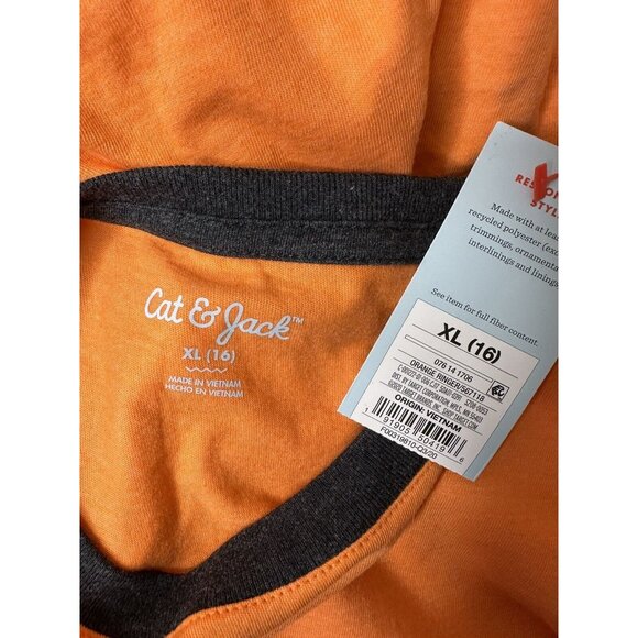 Cat & Jack Boys Shirts Size XL (16) Teal Green Dinosaur & Orange Long Sleeves - Picture 10 of 11
